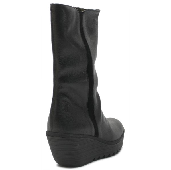 Yemy408Fly Mousse Leather Women s Wedge Heel Mid Calf Boots For Sale