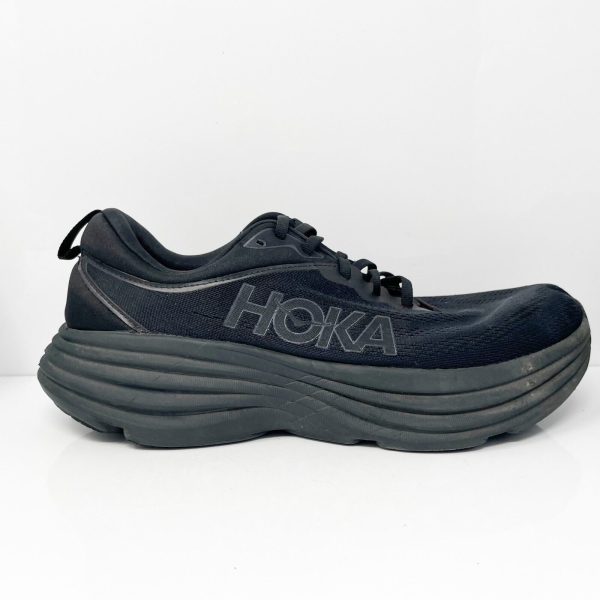 Hoka One One Mens Bondi 8 1123202 BBLC Black Running Shoes Sneakers Size 12 D For Sale