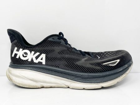 Hoka One One Mens Clifton 9 1127895 BWHT Black Running Shoes Sneakers Size 10 D Cheap