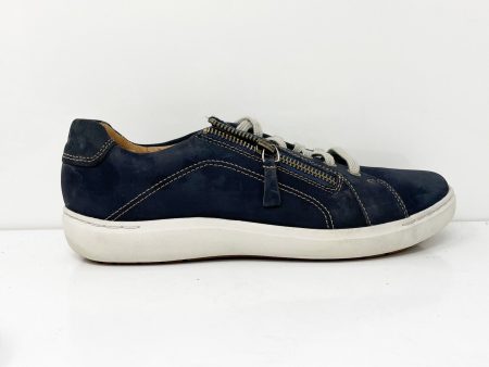 Clarks Womens Nalle Blue Leather Lace Up Casual Shoes Sneakers Size 8.5 M For Cheap